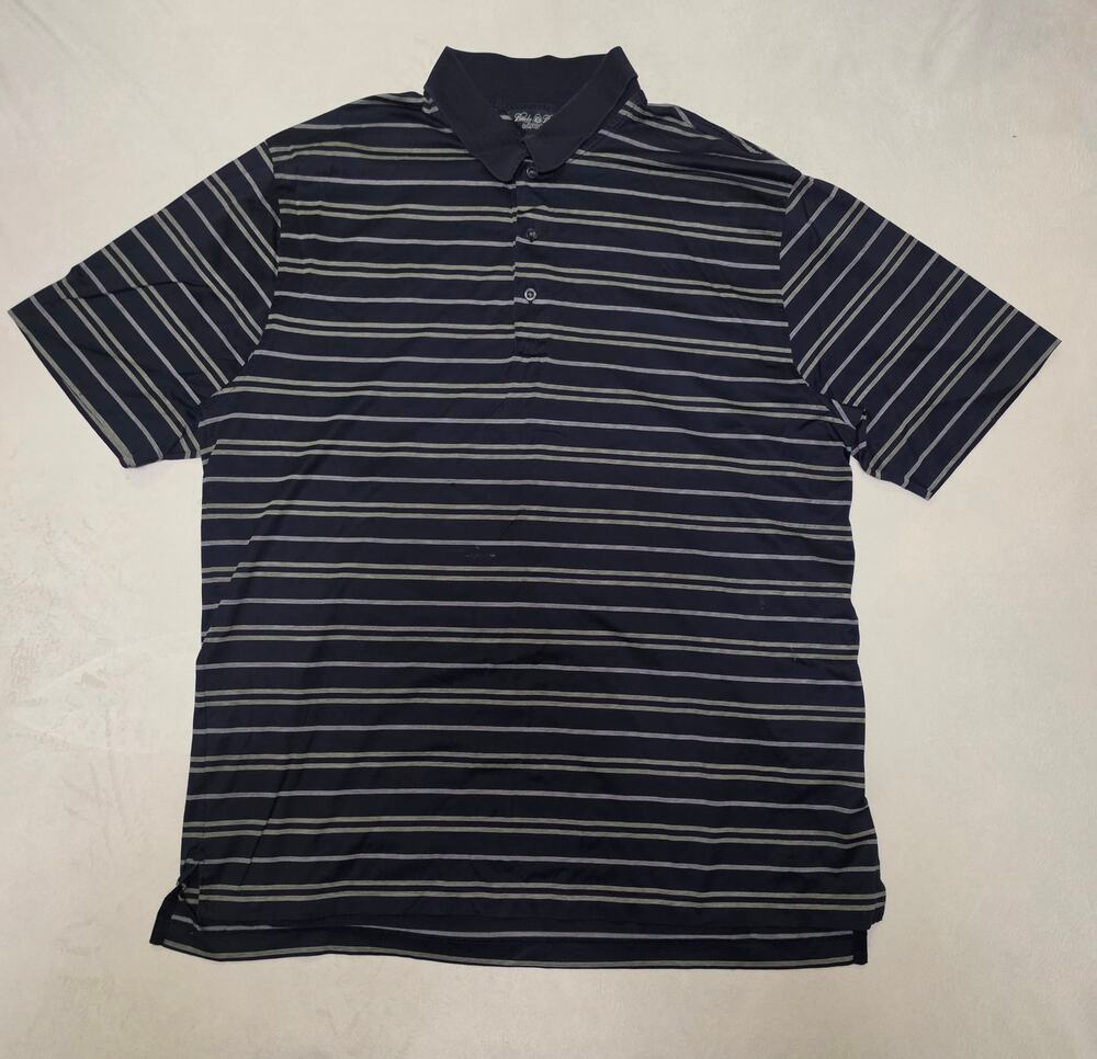 Brooks Brothers Country Club Polo Shirt Mens XL Navy Blue Striped Performance